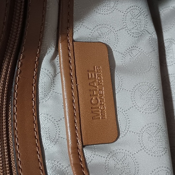 Michael Kors Hamilton Leather Satchel Handbag Caramel Brown Color - Picture 7 of 16